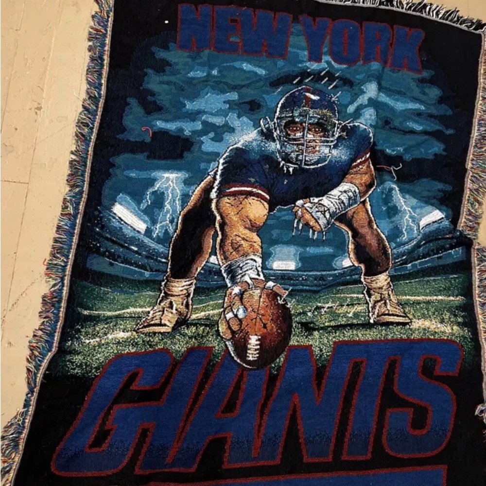 1990’s Tapestry: New York Giants Blue Throw Blanket